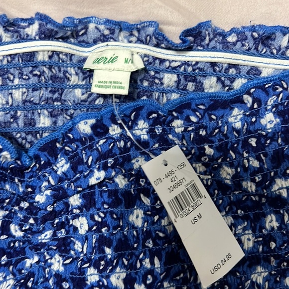 Aerie blue floral smocked tube top size medium m - Picture 4 of 4